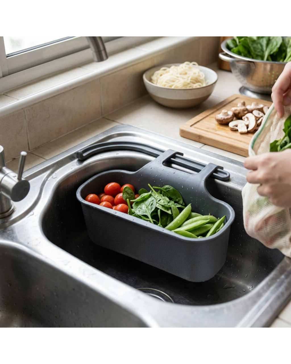 Selvag Hanging Sink Strainer Basket Charcoal 12 in