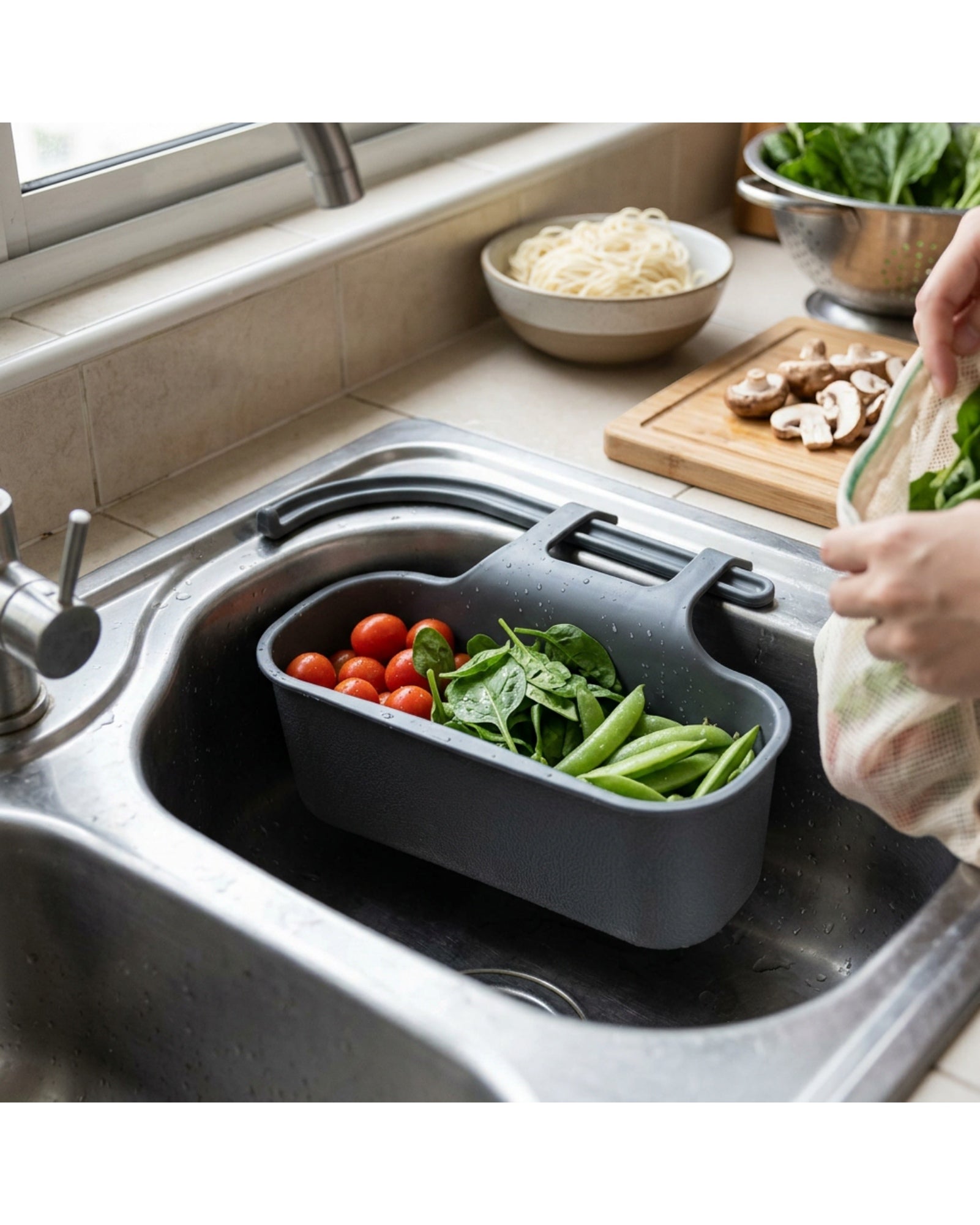 Selvag Hanging Sink Strainer Basket Charcoal 12 in