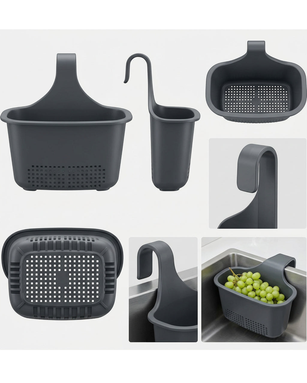 Selvag Hanging Sink Strainer Basket Charcoal 12 in