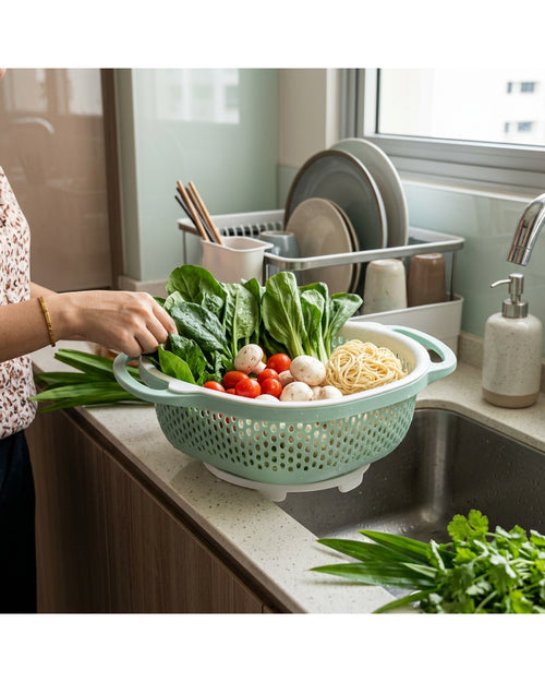 Selvag Rotating Produce Drain Basket Mint 10 in