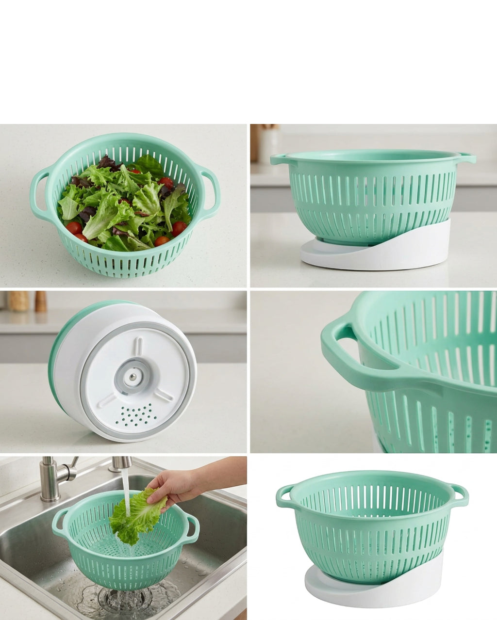 Selvag Rotating Produce Drain Basket Mint 10 in