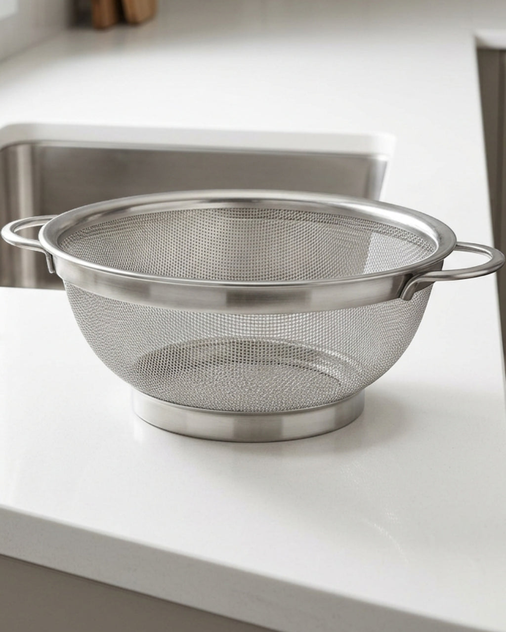 Selvag Stainless Steel Mesh Colander 24 cm with Side Handles - Lifestyle view
