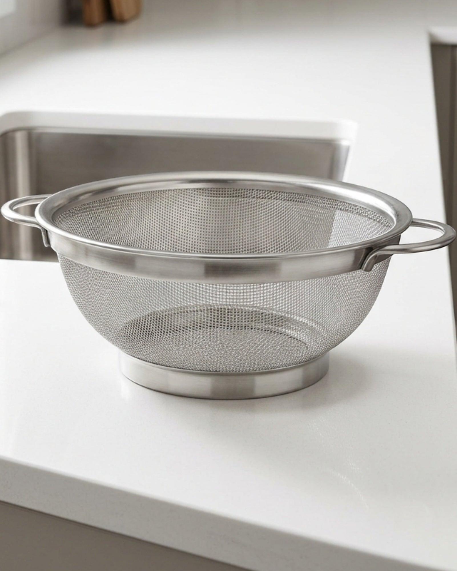 Selvag Stainless Steel Mesh Colander 24 cm with Side Handles - Lifestyle view