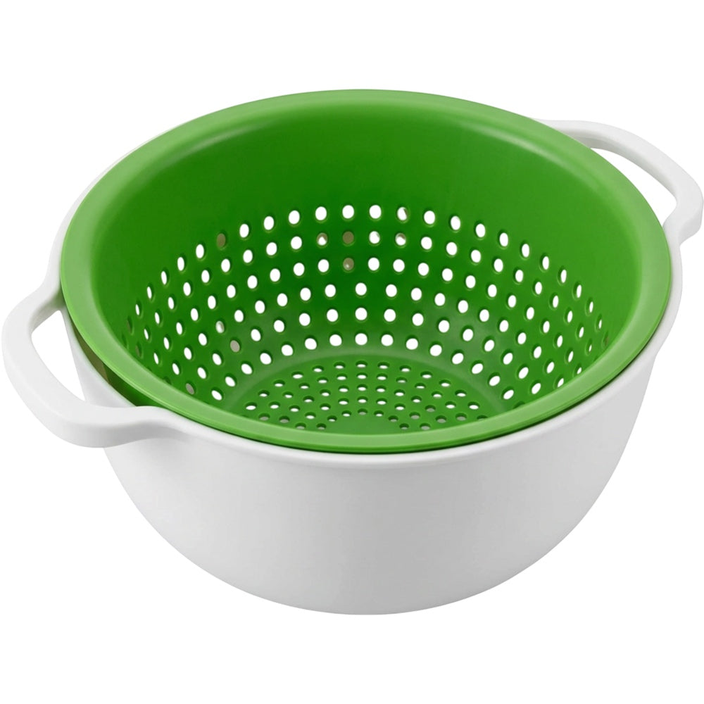 Selvag Wash and Drain Colander Bowl 3.2 L White and Green - Product view
